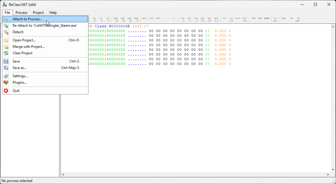 ReClass.NET ouverture process